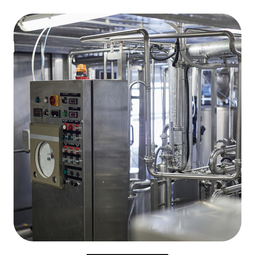 Industrial control panel integrated with stainless process piping