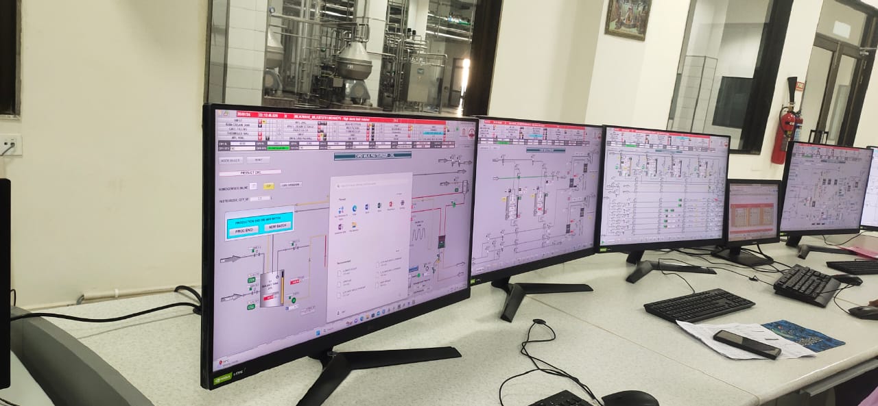 PLC and SCADA control installation at an industrial plant